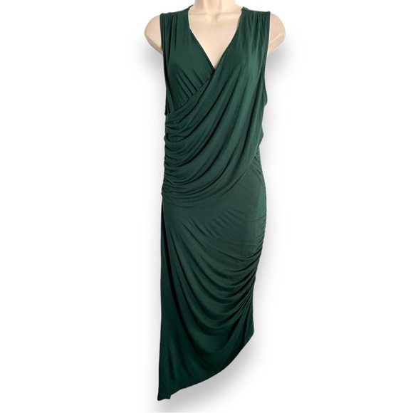 Anthropologie Moulinette Soeurs Arden Asymmetrical Dress Large Forest Green - Picture 4 of 6